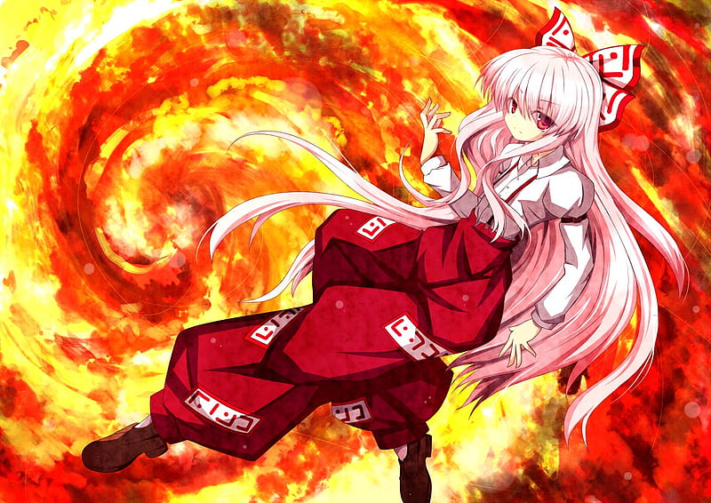 Online Crop Hd Wallpaper Anime Touhou Fire Fujiwara No Mokou Hot Sex