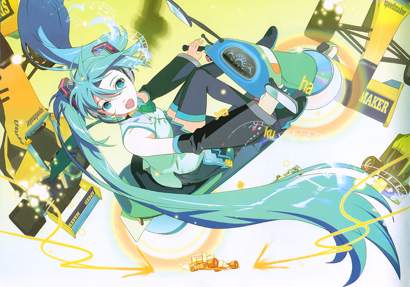 Hatsune Miku Pretty Outift Cg Yellow Nice Anime Aqua Beauty