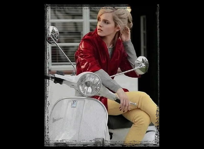 Emma Watson Woman Actresses Motorcycles Vespa Blonde HD Wallpaper