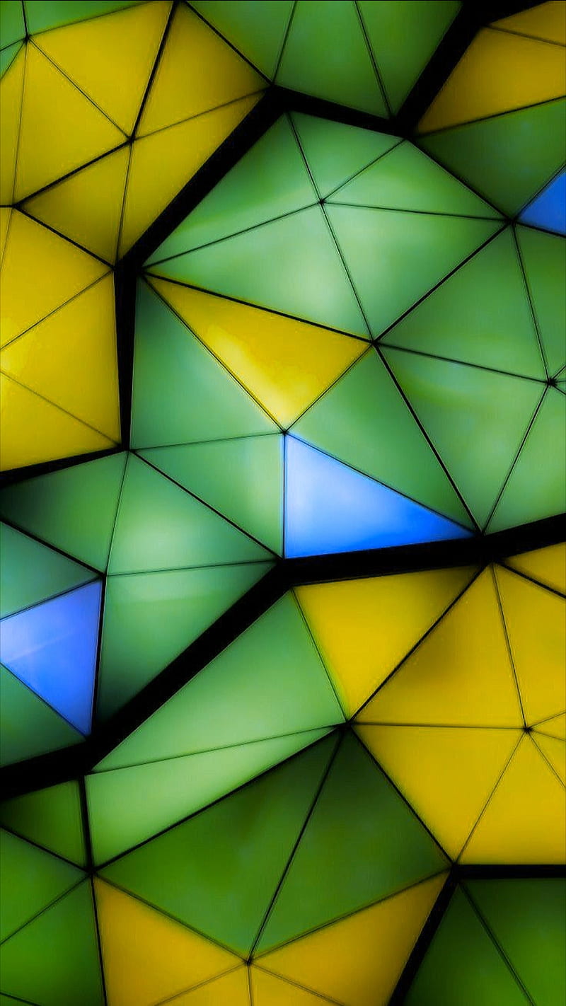 Triangles Abstraction Abstracts Blue Color Green Pollygon Yellow