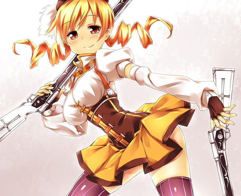 Tomoe Mami Mahou Shoujo Madoka Magica Skirt Blonde Hat Guns