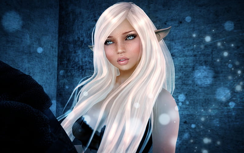 Elf Girl Fantasy Girl Elf Rendering Blonde Woman Blue Hd