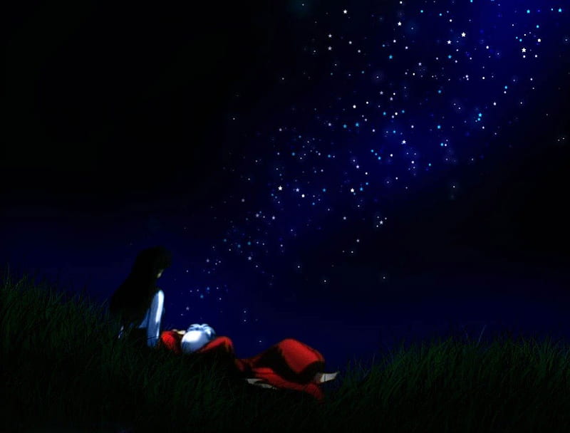 Watchng Stars Stars Sky Grass Girl Hd Wallpaper Peakpx