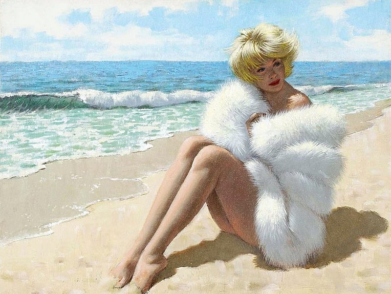 Girl Blonde Painting Pictura Arthur Saron Sarnoff Sea Art Berach