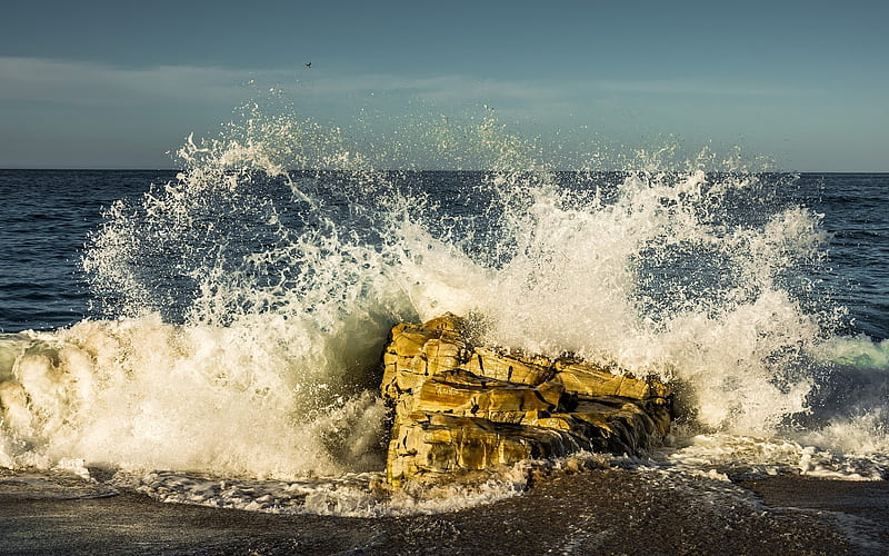 Crushing Wave Splash Rock Wave Sea HD Wallpaper Peakpx