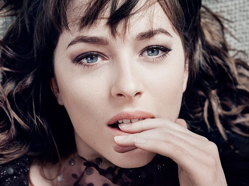 Face Brunette Blue Eyes American Celebrity Actress Dakota Johnson