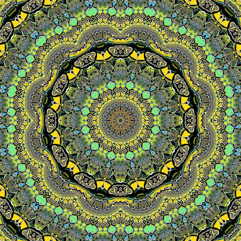 Fractal Kaleidoscope Abstraction Circles Bright Hd Phone Wallpaper