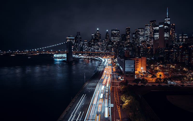 Manhattan Bridge Night View New York Usa Hd Wallpaper Peakpx