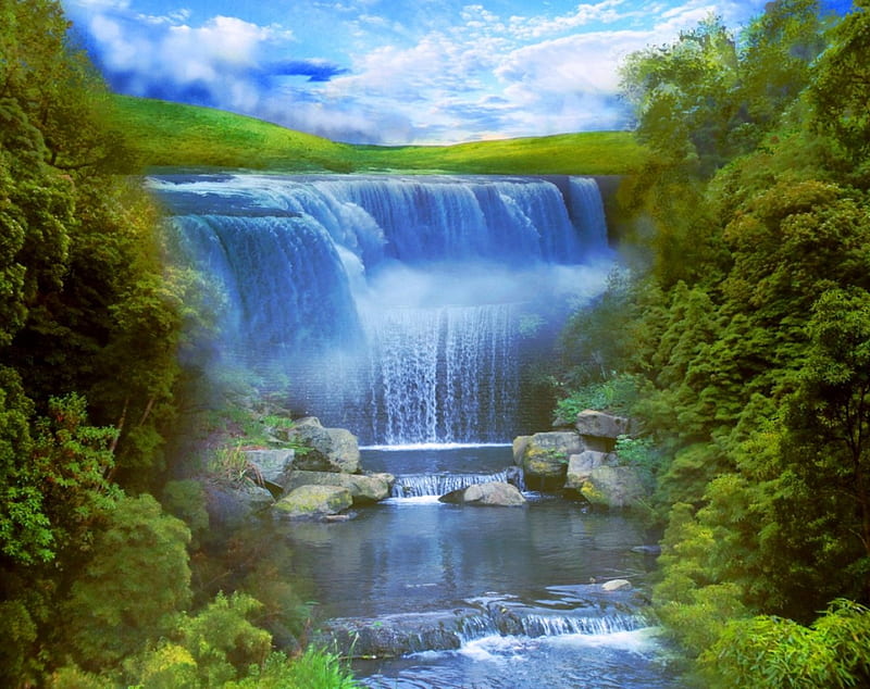 River Fantasy Waterfall Forest River Fantasy Hd Wallpaper Peakpx