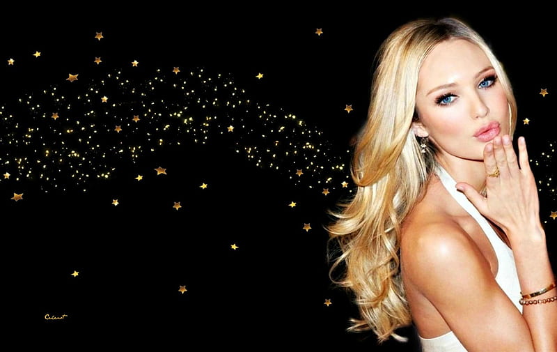 Candice Swanepoel Stars Model Black Blonde By Cehenot Woman Kiss