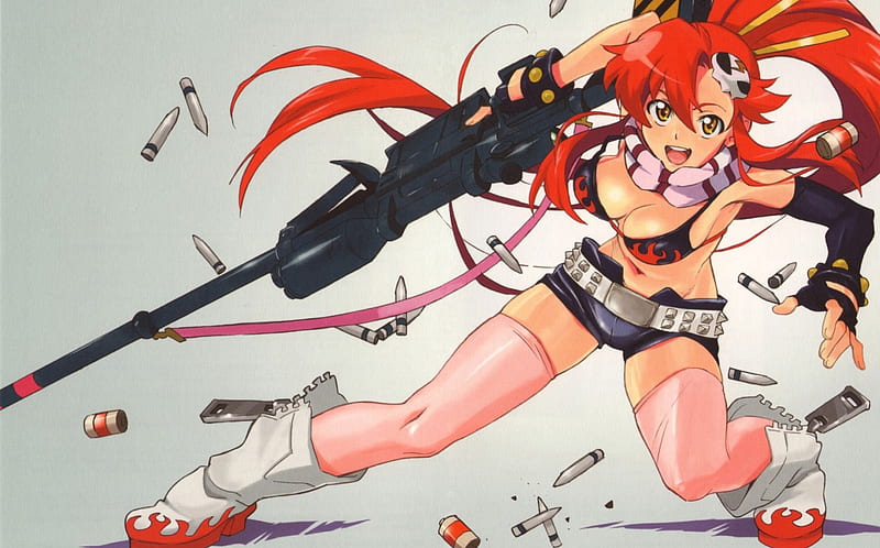 Yoko From Gurren Lagga Bullets Gun Redhead Girl Hd Wallpaper Peakpx