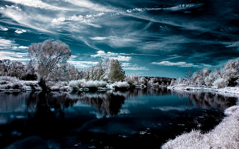 Winter Winds Winter Nature Sky Clouds River Winds Hd Wallpaper