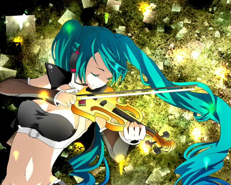 Hatsune Miku Pretty Cg Sparks Yellow Nice Gold Anime Aqua