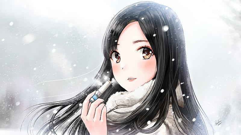 Anime Girl Black Hair Brown Eyes Face HD Wallpaper Peakpx