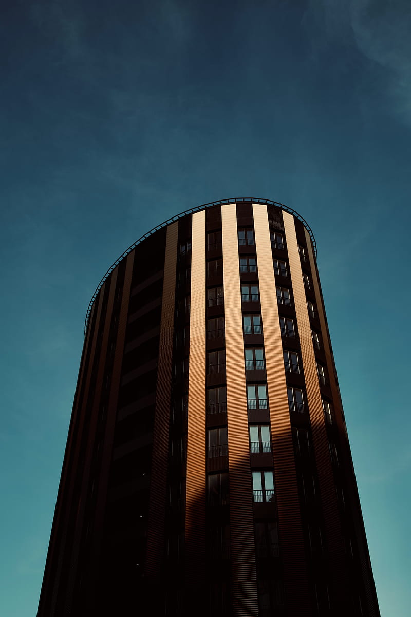 Building Architecture Facade Shadow Bottom View HD Phone Wallpaper