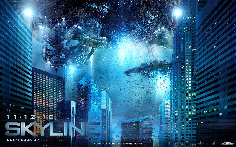 Skyline Spaceships Buildings Blue Lights People Hd Wallpaper Peakpx