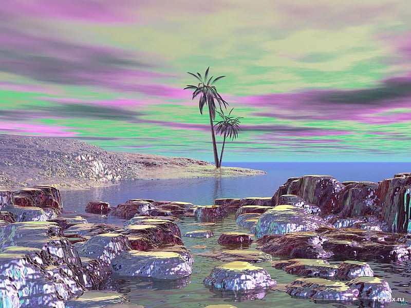 Palms Beach 3d Fantasy HD Wallpaper Peakpx