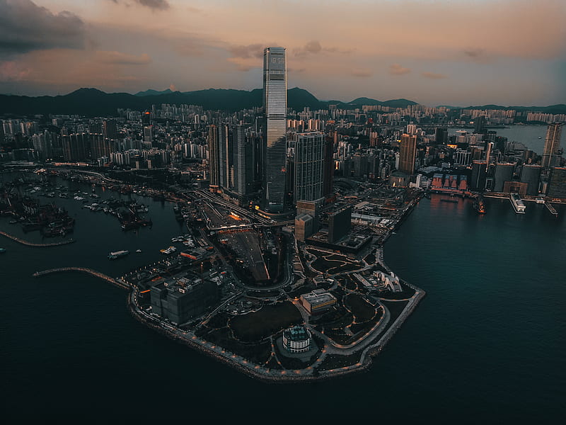 Aerial View Of City Buildings During Night Time HD Wallpaper Peakpx