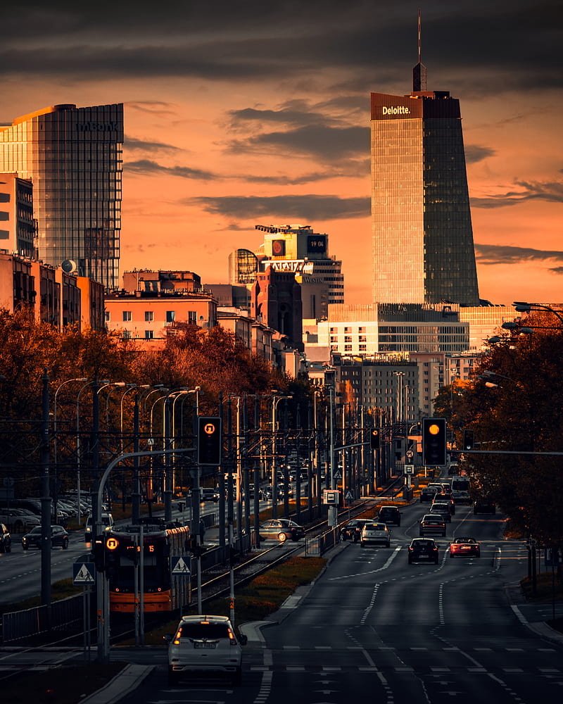 City Road Carros Buildings Twilight Hd Phone Wallpaper Peakpx