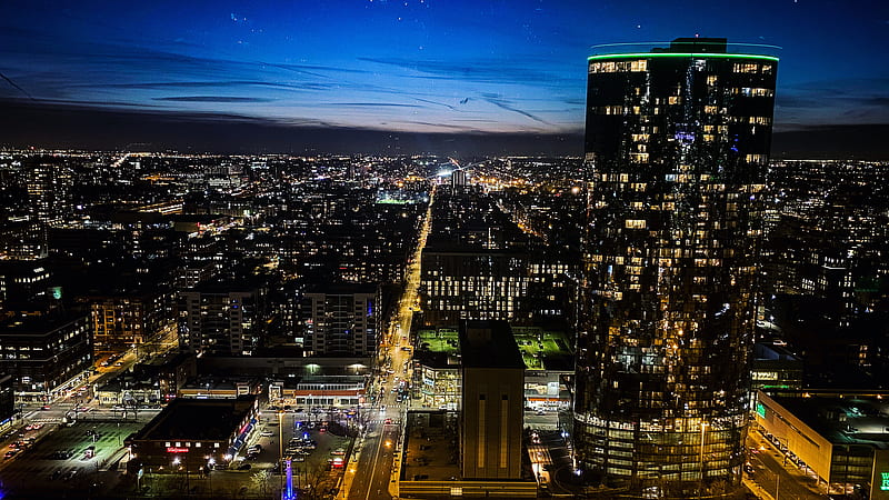 Aerial View Of City Buildings During Night Time Hd Wallpaper Peakpx