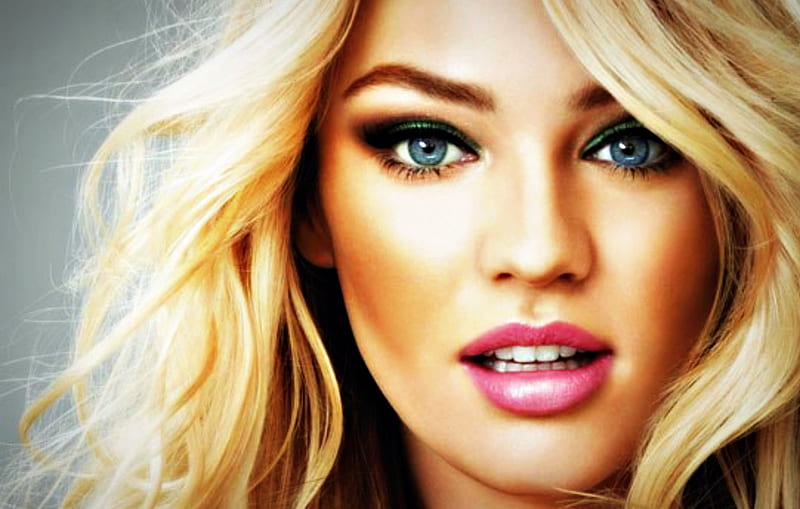 Candice Swanepoel Model Blonde Woman Girl Beauty Face Blue Eyes