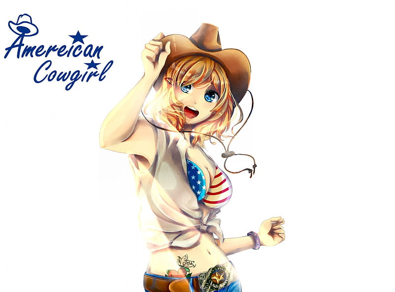American Cowgirl, art, hats, American, fun, cute, comic, rodeo, anime, cowgirls, drawing, funny, western, HD wallpaper