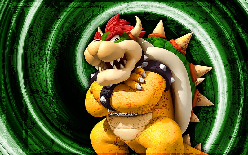 Bowser Jr, green grunge background, Super Mario, vortex, Super Mario  characters, HD wallpaper | Peakpx
