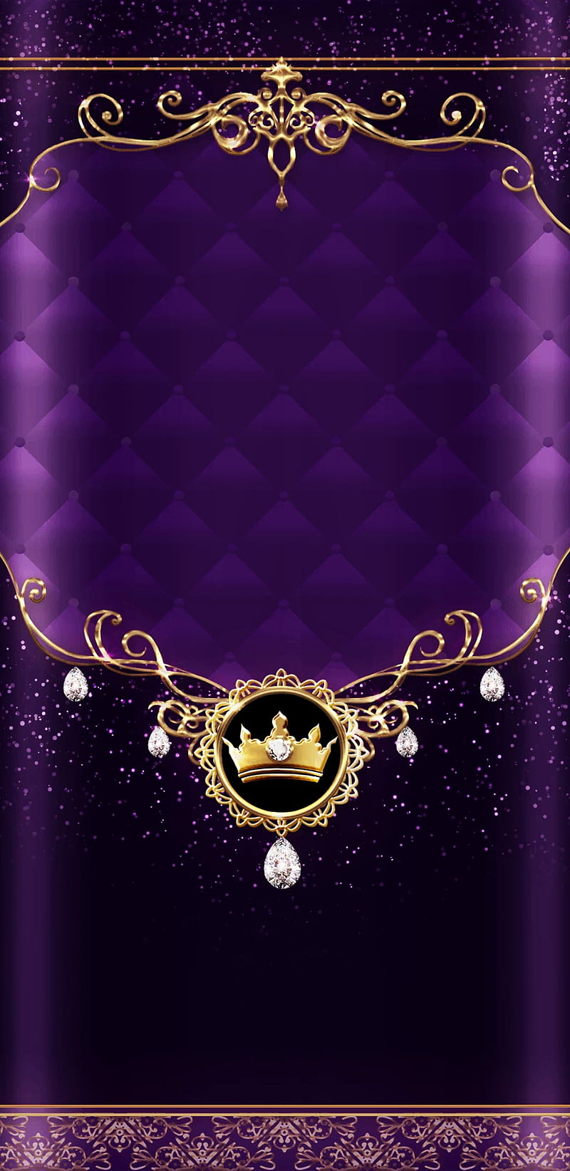 LuxPurpleCrown, bonito, crown, girly, gold, golden, luxury, pretty, purple, HD phone wallpaper