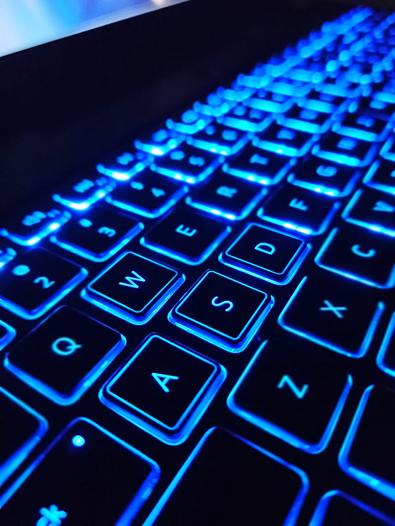Keyboard gaming, blue, blue, gamer, laptop, notebook, teclado, HD phone wallpaper