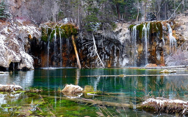 Hanging Lake Colorado Lake USA Waterfall Winter HD wallpaper