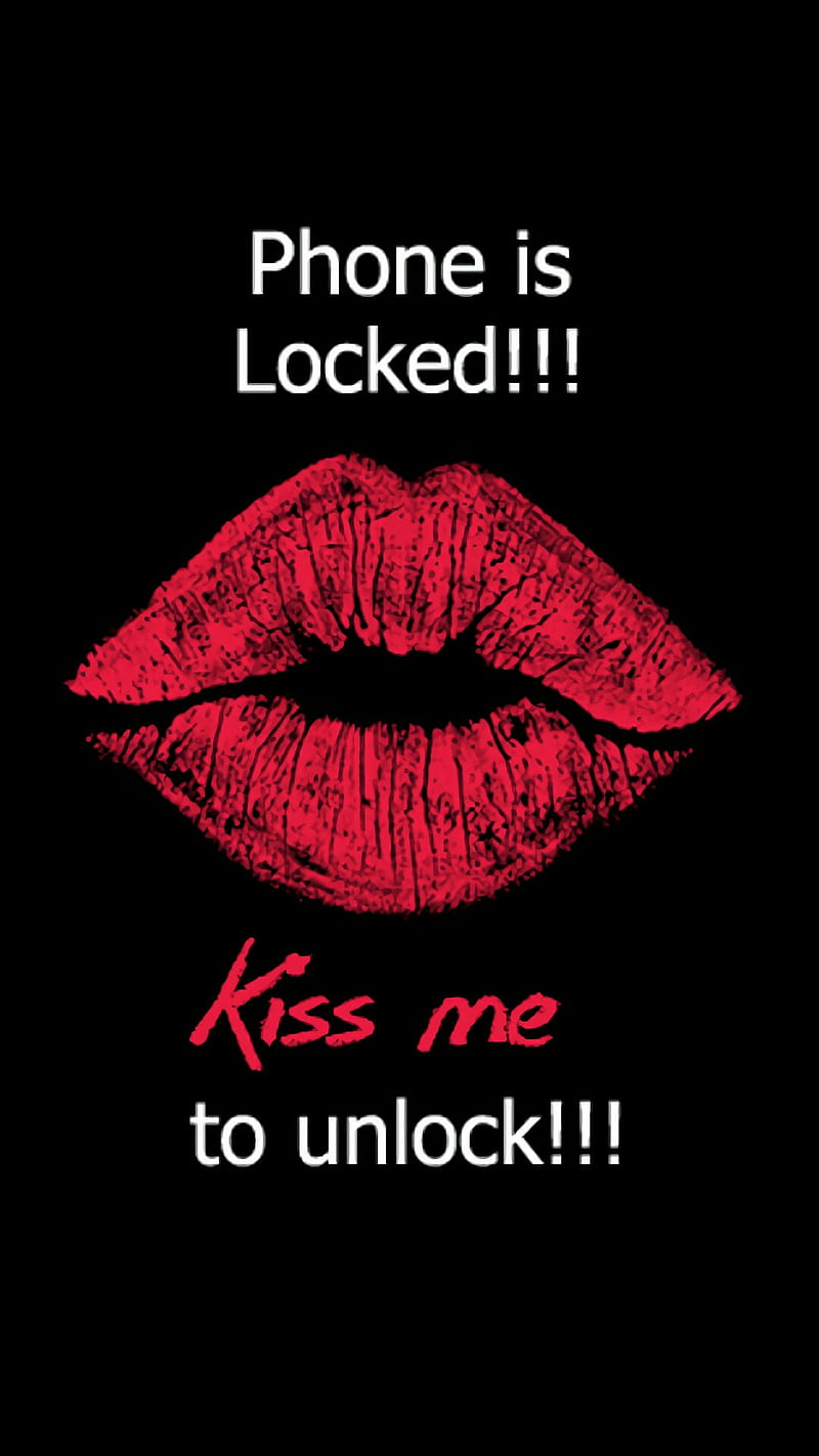 Phone is locked iphone x, kiss, lips, lock, me, samsung, HD phone wallpaper