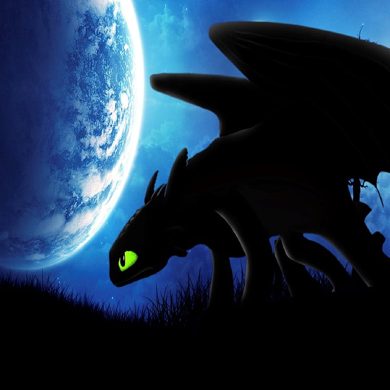 Toothless night, black dragon, blue, earth, how to train your dragon,  planet, HD phone wallpaper | Peakpx