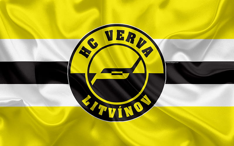 Litvinov HC HC Verva Litvinov, Czech hockey club, emblem, logo, Extraliga, silk flag, hockey, Litvinov, Czech Republic, HD wallpaper