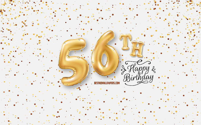 56th Happy Birtay, 3d balloons letters, Birtay background with balloons, 56 Years Birtay, Happy 56th Birtay, white background, Happy Birtay, greeting card, Happy 56 Years Birtay, HD wallpaper