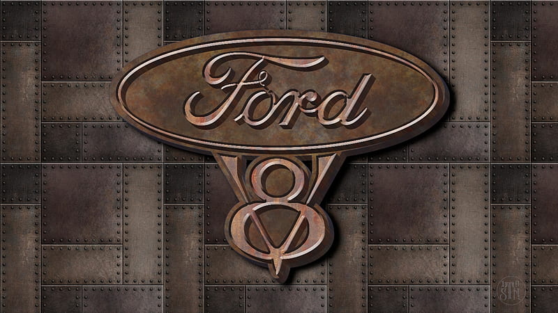 Rusty Ford V-8 3, Ford Oval, Ford Motors Logo, Ford Emblem, Ford Emblem Background, Ford Logo , Vintage Ford, HD wallpaper