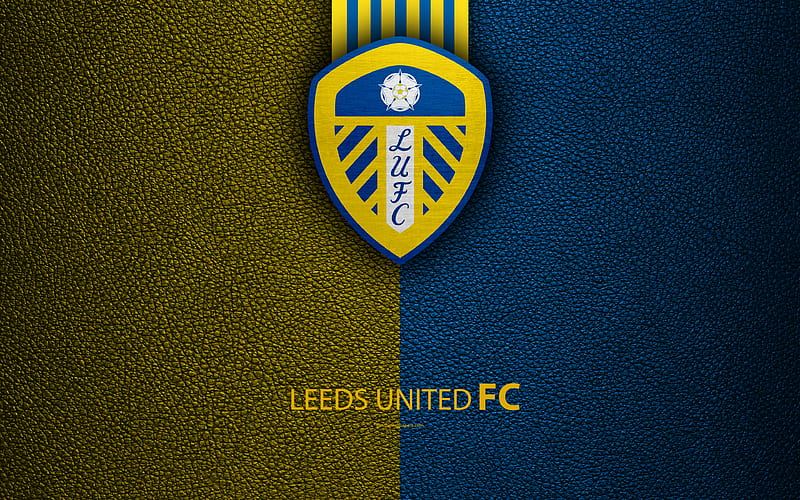 Leeds United FC English football club, Leeds logo, Football League Championship, leather texture, Leeds, UK, EFL, football, Second English Division, HD wallpaper