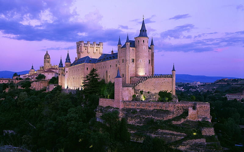 Segovia Castle, Spain, trees, medieval, castle, spain, HD wallpaper