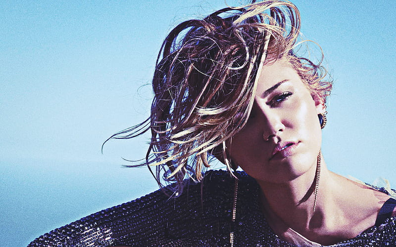 Miley Cyrus blue sky, superstars, Hollywood, hoot, american singer, portrait, beauty, HD wallpaper
