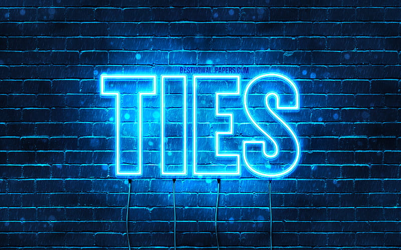 Ties with names, Ties name, blue neon lights, Happy Birtay Ties, popular dutch male names, with Ties name, HD wallpaper