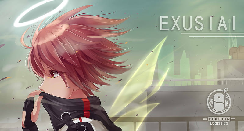 exusiai, arknights, angel, profile view, anime games, , Anime, HD wallpaper