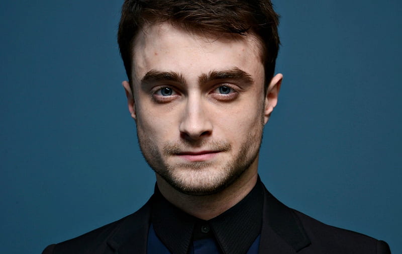 Daniel Radcliffe, black, man, actor, blue, HD wallpaper