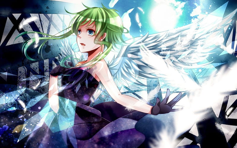 Gumi As Angel Wings Vocaloid Dress Angel Gumi Sky Green Hair Feathers Hd Wallpaper Peakpx