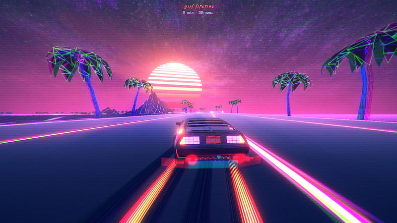 Pink, Car, Neon, Video Game, Retro Wave, Outrun, Vaporwave, Chillwave, Outdrive, HD wallpaper