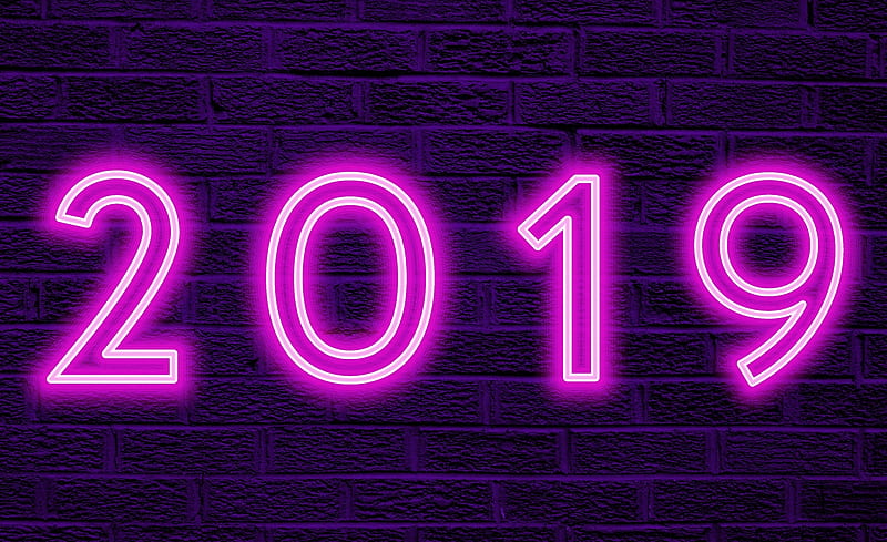 Happy New Year!, new year, 2019, purple, pink, card, HD wallpaper