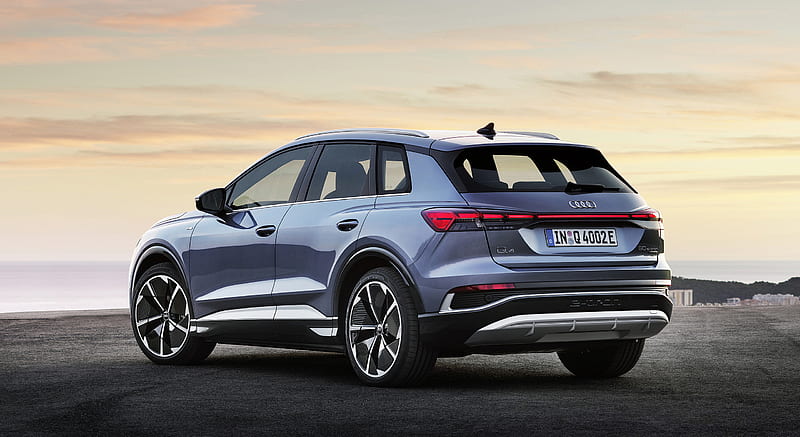 2022 Audi Q4 e-tron (Color: Geyser Blue Metallic) - Rear Three-Quarter ...