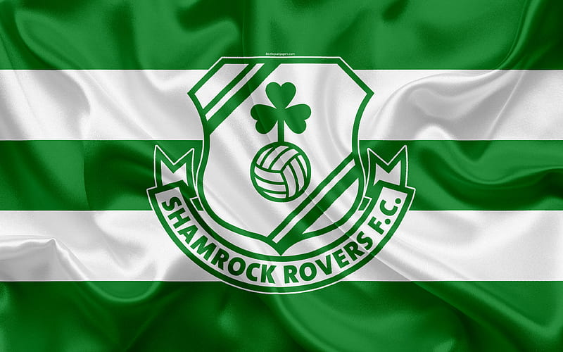 FC Shamrock Rovers Irish Football Club, logo, emblem, League of Ireland, Premier Division, football, Dublin, Ireland, silk flag, Irish Football Championship, HD wallpaper