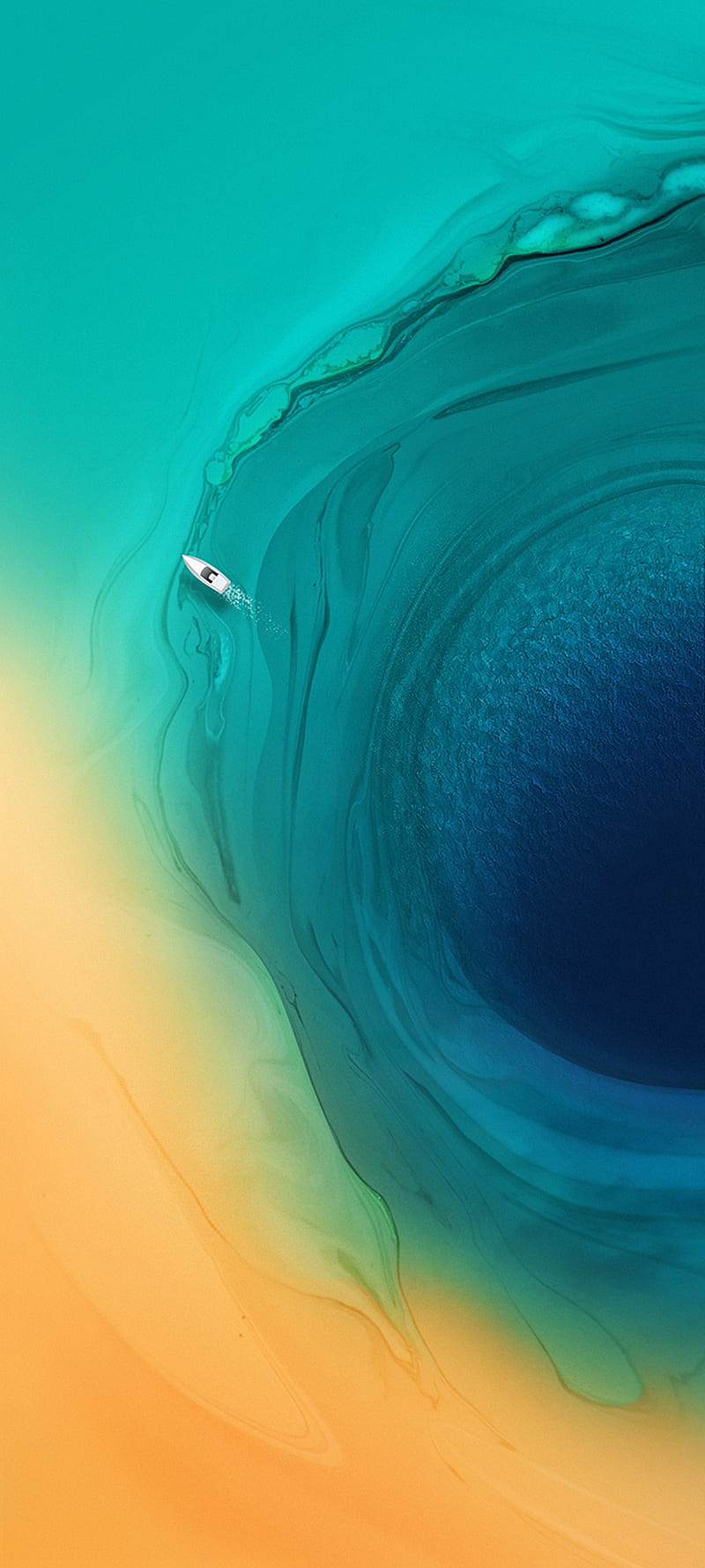 Tecno Camon 15 Air, abstract, blue, boat, hole, ocean, sea, water, HD phone wallpaper