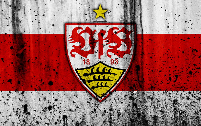 FC Stuttgart logo, Bundesliga, stone texture, Germany, Stuttgart, soccer, football club, Stuttgart FC, HD wallpaper