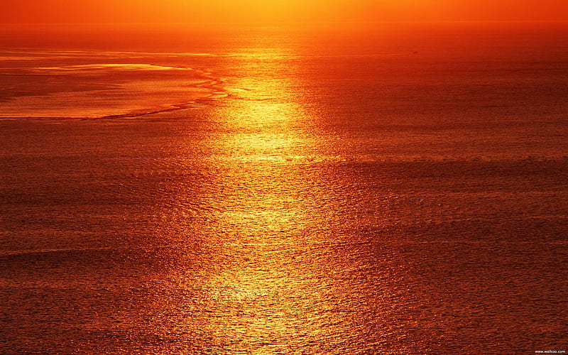 is the sunset red sea and sky, HD wallpaper