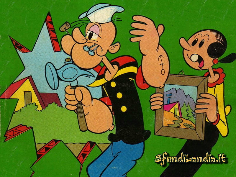 Popeye Opps, carton, funny, olive oil, strong, HD wallpaper